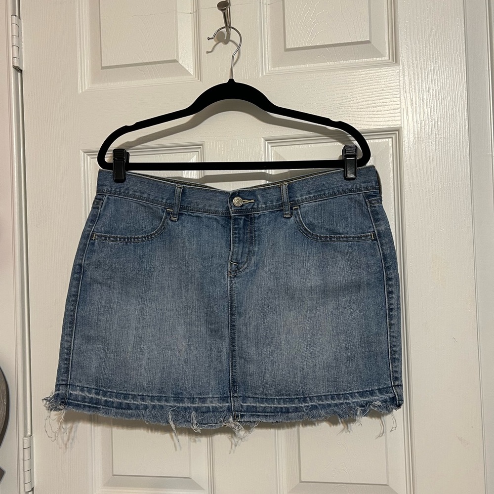 Old Navy Frayed Hem Blue Denim Mini Skirt